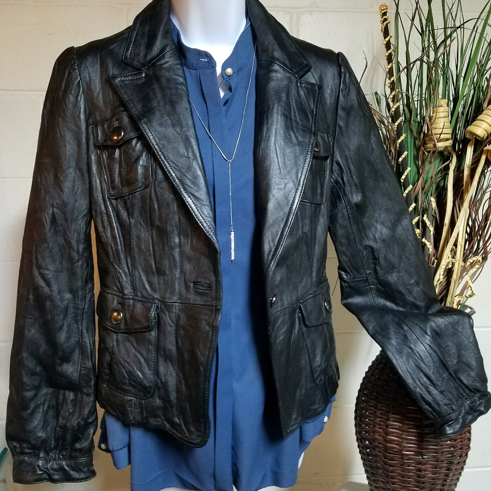 Mossimo Supply Co. Black Leather Blazer-Style Jacket